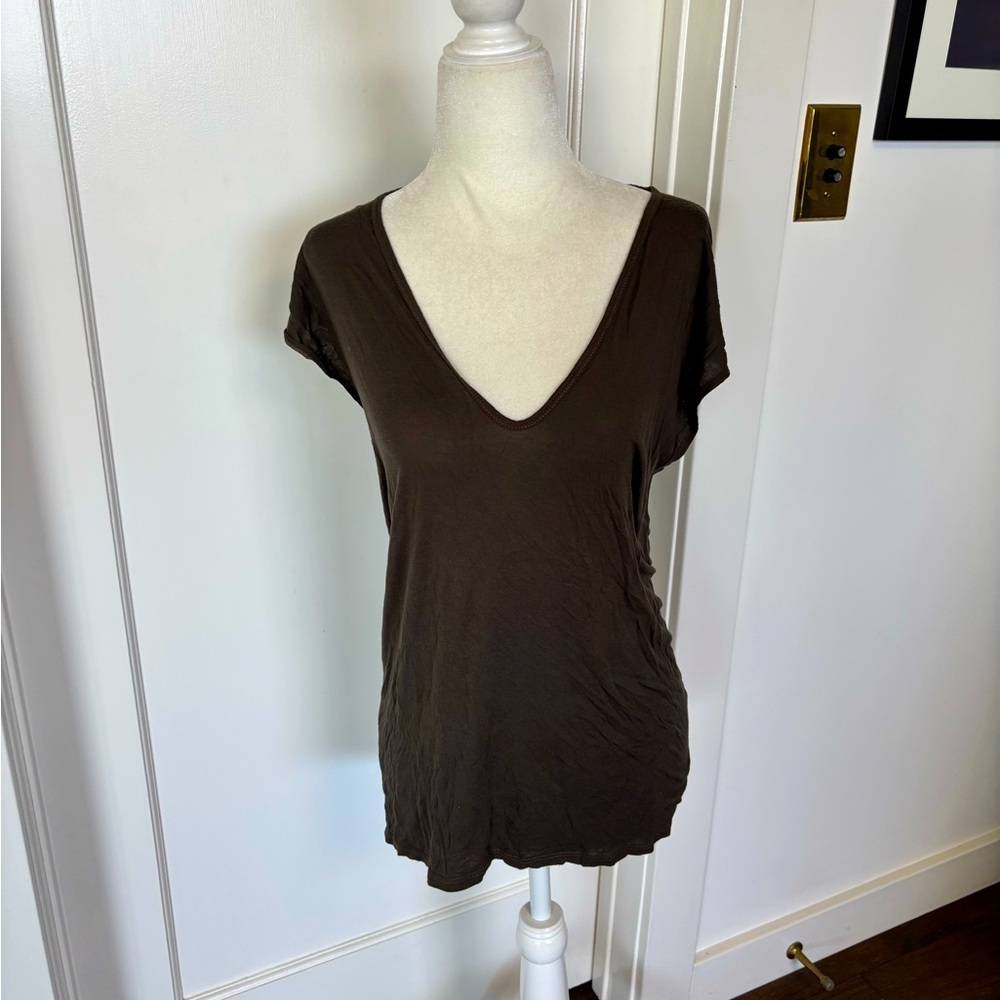 Enza Costa Silk Blend V-neck Tee in Sz XS #1